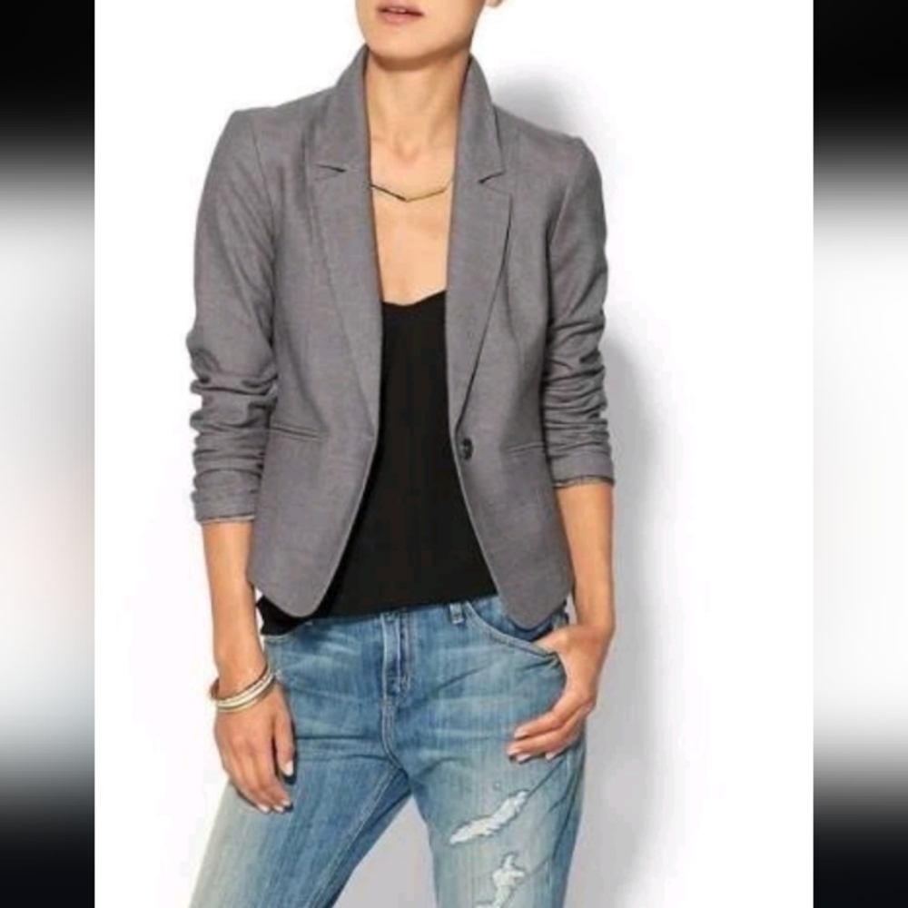 Tinley Road Britt Gray Blazer Small Soft Casual Office Goth Retro Academia Work